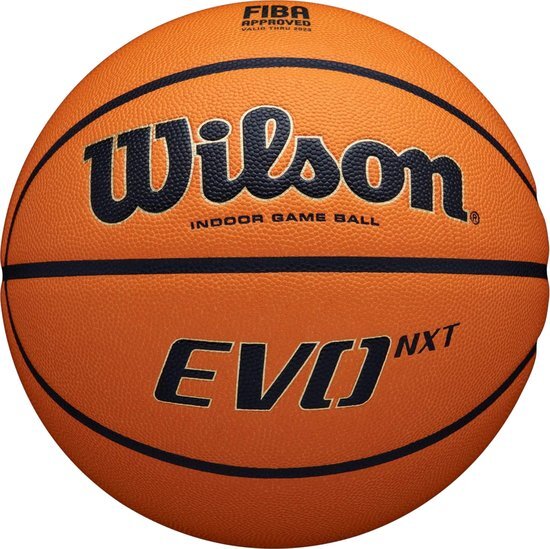 Wilson Basketbal EVO NXT FIBA GAME BALL, gemengd leer, ideaal voor binnen, maat 7, bruin, WTB0965XB