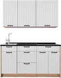 Vicco Eenpersoonskeuken Fame-Line, Wit Landhuis/Goudkleurig Eiken, 150 cm, WB Antraciet