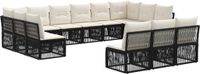 vidaXL Tuinbankenset 13 stuks Zwart polyrattan