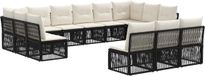vidaXL Ensemble de bancs de jardin 13 pièces polyrotin noir