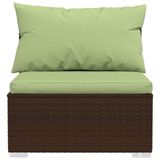 vidaXL 4-delige Loungeset met kussens van polyrattan, bruin
