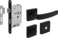 Intersteel Deurbeslag set toiletslot 63/8mm zwart met deurkruk Denham en WC-sluiting zwart