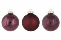 Cosy Home Kerstbal Set van 24 stuks, Glas, Paars, Mat/Glanzend, Ø 6 cm