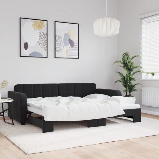vidaXL Slaapbank met onderschuifbed 80x200 cm fluweel zwart