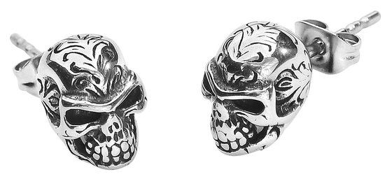etNox Tattoo Skull Unisex Oorbellenset - zilverkleurig - Standaard