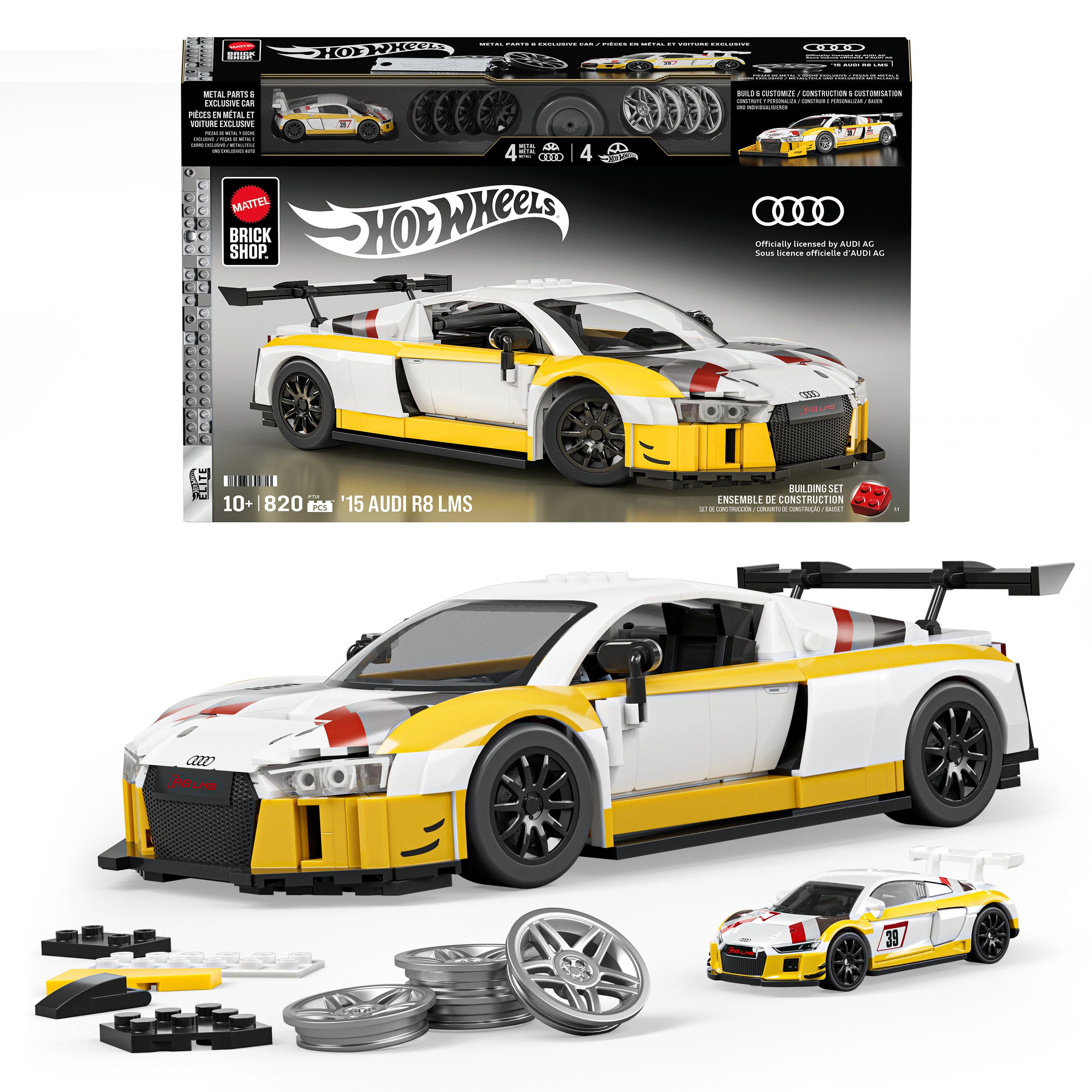 Mattel Brick Shop Hot Wheels '15 Audi R8 LMS Building Set - 820 Pieces
