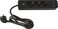 FX Tools Stekkerdoos 3-voudig en 2x USB - Zwart