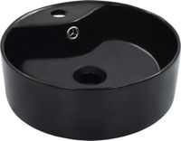 vidaXL Wastafel met overloop 36x13 cm keramiek zwart