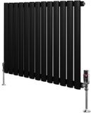 MonsterShop Monster Group BV Ovale radiator 1 kolom - 600x780 mm - zwart - thermostaatkraan