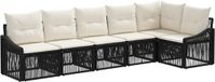 vidaXL Tuinbank - Set - 6 zitplekken - Zwart - Polyrattan