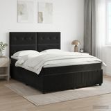vidaXL Boxspringbed met matras, Zwart, 140 x 200 cm, Fluweel
