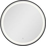 Miroir de salle de bain rond à LED Sat avec capteur IP44, 70x70 cm noir