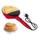BEHOME Elektrische pannenkoekenpan met handvat voor crêpes, anti-aanbaklaag, 800 W, 20 cm, rood