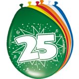 Folat Verjaardag leeftijd ballonnen 25 jaar - 24x - multi - 25 cm - feestartikelen/versieringen