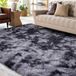 Tapis à poils longs sans marque - Tapis doux - Décoration de salon - Dos antidérapant - 120 x 160 cm - Gris foncé