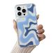 Sayoaho Telefoonhoesje compatibel met iPhone 14 / iPhone 13, schattige golvende kunst, geschilderd voor vrouwen en meisjes, schokbestendige TPU zachte polycarbonaat achterkant, blauw
