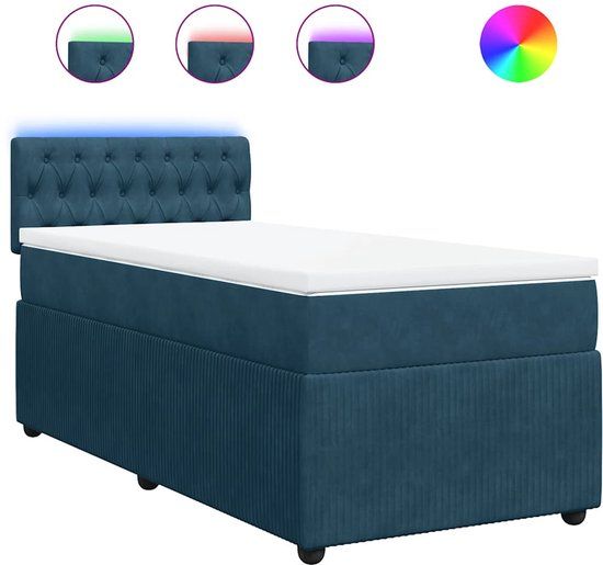 vidaXL Boxspring met matras fluweel blauw 80x200 cm