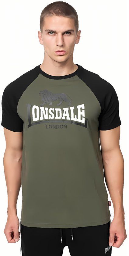 Lonsdale T-Shirt Magilligan Regular Fit Heren XXL Olijf/Zwart/Wit