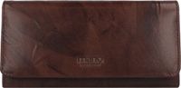 mano Leren Portemonnee Donna Aurona Long Wallet Darkbrown Donkerbruin