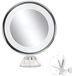 Holland Connections miroir grossissant LED - Miroir de salle de bain avec ventouse - Miroir grossissant 10x - Diamètre 17,5 cm - Blanc, argent
