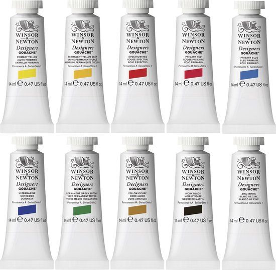 Winsor & Newton Designers Gouache Intro Set - 10 x 14ml Tubes