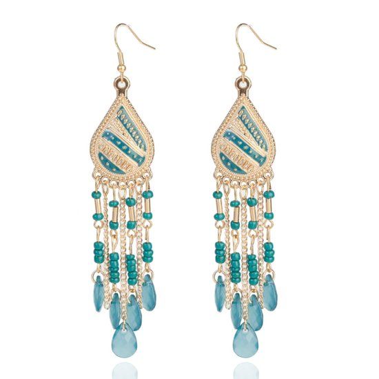 Deja Jewels Deja Druppelvormige Tassel Oorbellen - Kristal Groen