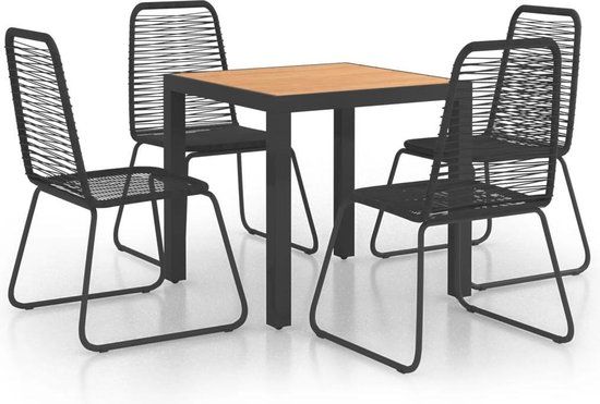 vidaXL 5-delige Tuinset PVC-rattan Zwart en bruin