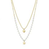 Brosway CHANT 14K vergulde PVD vergulde dubbele rij ketting roestvrij staal kraal 20 Inch BAH82