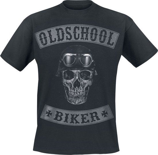 Oldschool Biker Skull Art Worx Merchandising GmbH Oldschool Biker Skull Heren T-shirt - Zwart - XXL