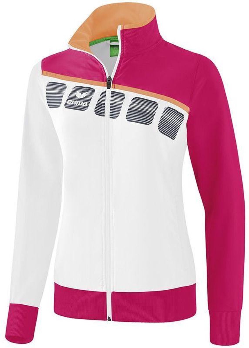 Erima presentatiejack 5 C dames polyester wit/roze