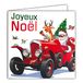 Afie 23005 kerstkaart, vierkant, kerstman, vrolijke auto, rood, glanzend, rendier, dennenboom, vogels, dieren, kerstfeest, met witte envelop