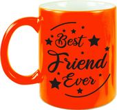 Bellatio Decorations Best Friend Ever mok / beker - neon oranje - 330 ml