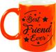 Bellatio Decorations Best Friend Ever mok / beker - neon oranje - 330 ml