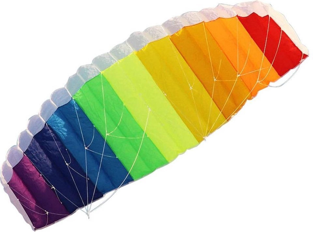 Tickle Bee Regenboog Matrasvlieger XXL - 1,40 meter breed en 60cm hoog! - Om mee te stunten of rustig te vliegeren - zeer eenvoudig in gebruik - extra sterk 210T polyester - 30 meter lijn - geschikt voor kinderen