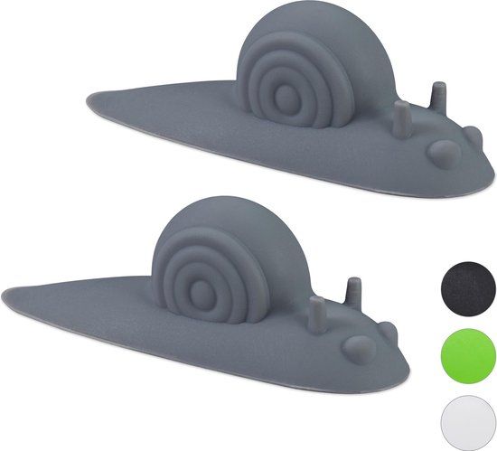 Relaxdays Deurstopper Slak - Set van 2 - Grijs - Rubber