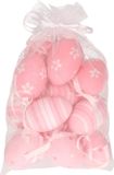 G. Wurm Wurm Paaseieren - 12x stuks - roze - 6 cm - in organza zakje