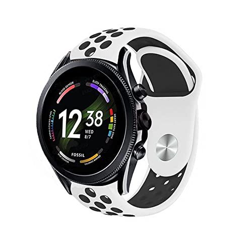 Strap-it 44mm sport band - wit/zwart - Geschikt voor Fossil Gen 6