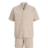 JACK & JONES loose casual overhemd met short beige - (set van 2)