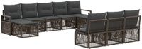 vidaXL Tuinbank - Set - 10 - st - Grijs - poly - rattan