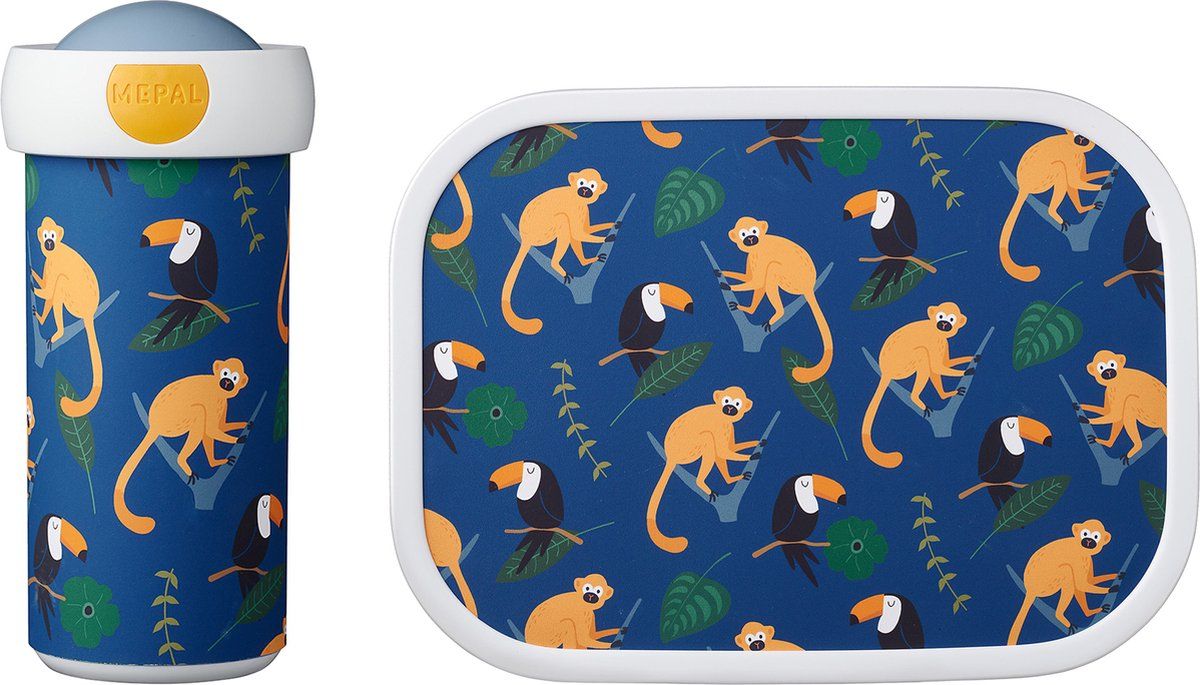 Mepal Campus Lunch Set Jungle - Lunchbox + Draaibeker - Blauw