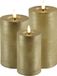 Countryfield LED kaarsen/stompkaarsen - set 3x - goud - H8, H12,5 en H15 cm - warm wit