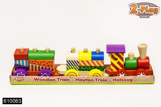 2-play Treinset met 2 houten wagons