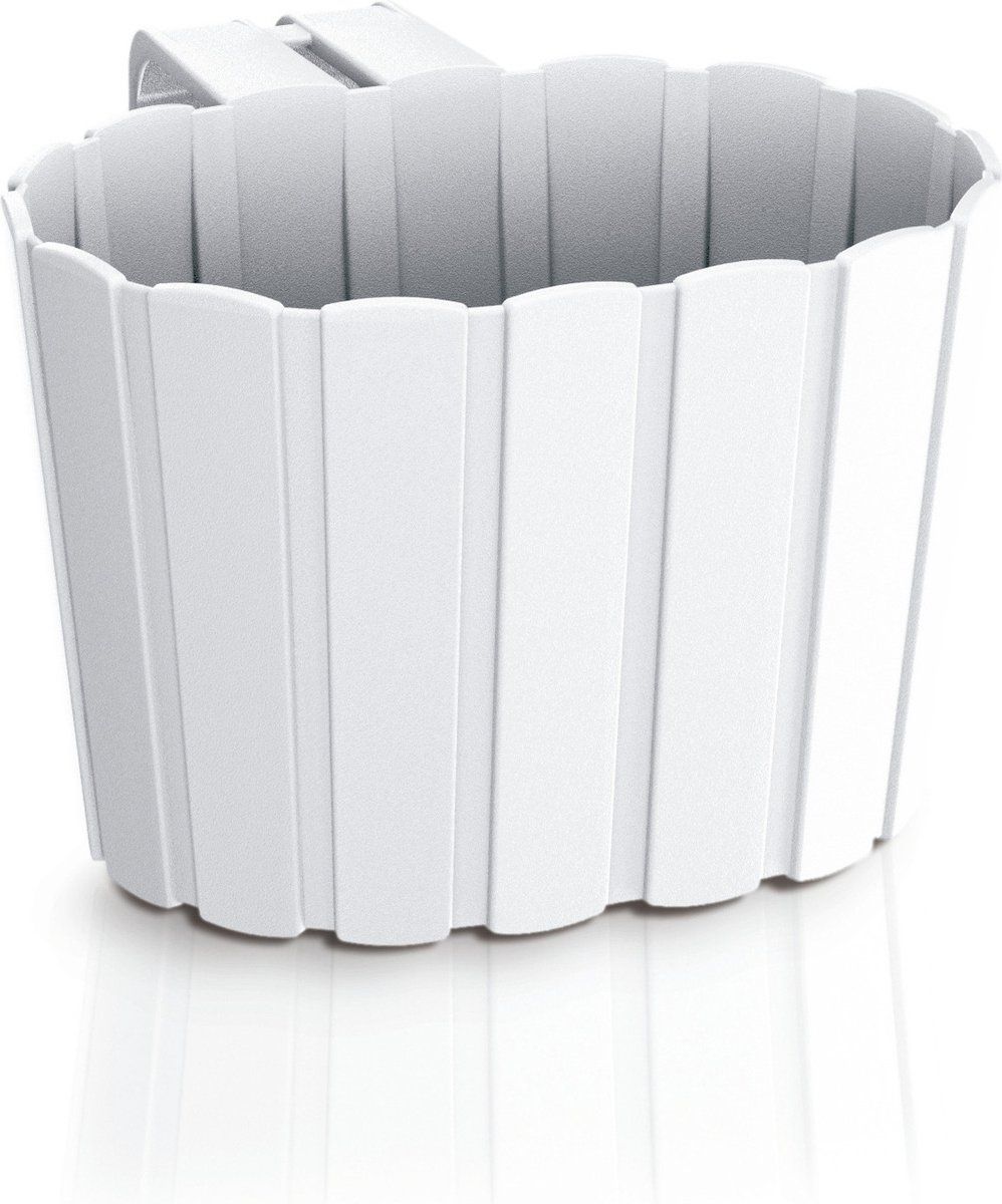 Prosperplast Kunststof balkon plantenpot/bloempot met haak wit 19 cm