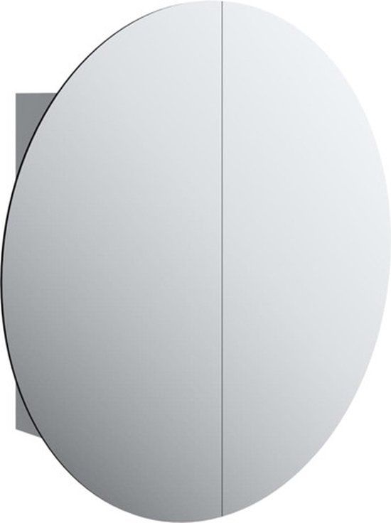 vidaXL Badkamerkast met ronde spiegel en LED 54 x 54 x 17,5 cm grijs