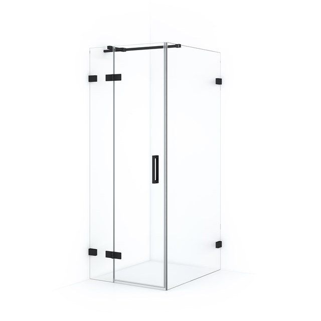 Maxaro Douchecabine Diamond 90x80cm 8mm Helder Veiligheidsglas Mat Zwart met Draaideur