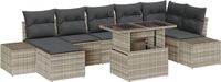 vidaXL Tuinbank Set Lichtgrijs Polyrattan 8 Kussens