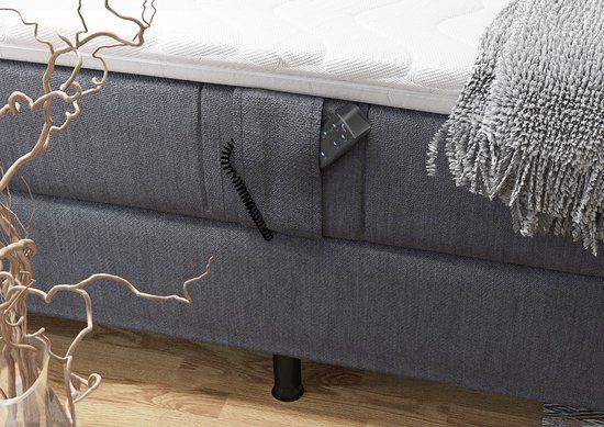 Waddenzee Elektrische boxspringset Adriana - 200x200 cm - Blauw - Grijs