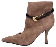 MARC ELLIS Damen Stiefeletten aus echtem Leder, schwarz mit goldener Schnalle