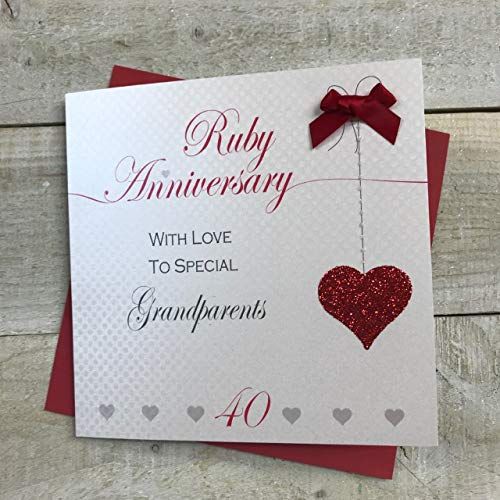40th Birthday Handmade Card - Grandparents Ruby Anniversary - by WHITE COTTON CARDS LLA40-GP