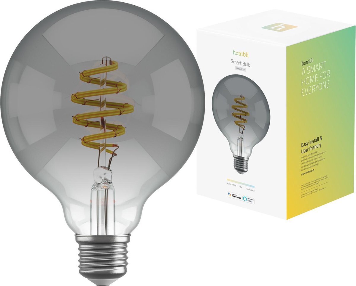 Hombli Smart Filament Bulb E27 G95 – Smokey - Globe – Warm wit licht